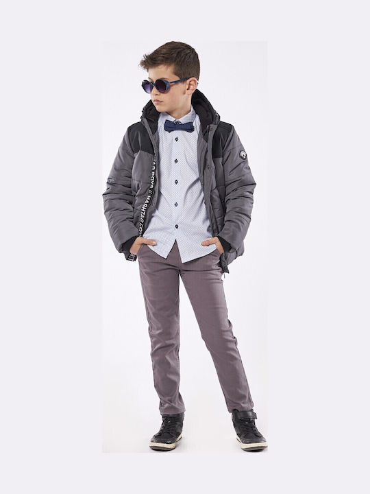 Kids' Casual Jacket Short with Lining & Hood Gray