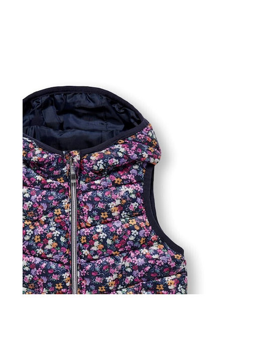 Kids Only Girls Quilted Coat Multicolour Sleeveless with Ηood