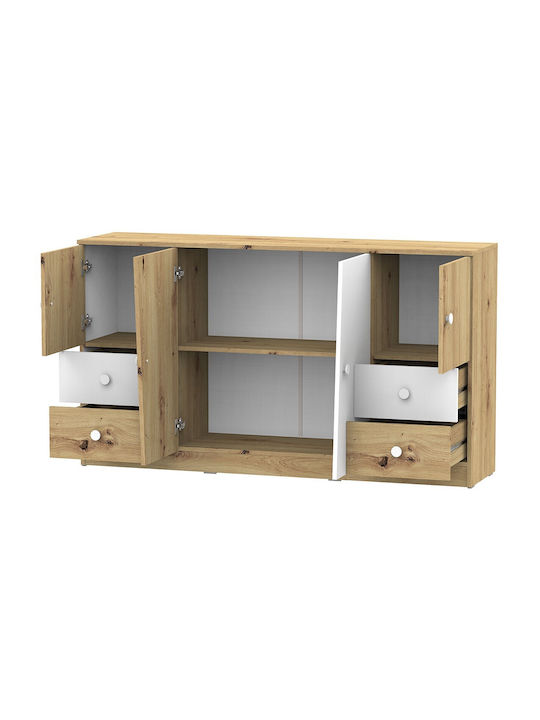 Kids Chest of Drawer Nero Φυσικό/Λευκό with 4 Drawer 160x40x90εκ.