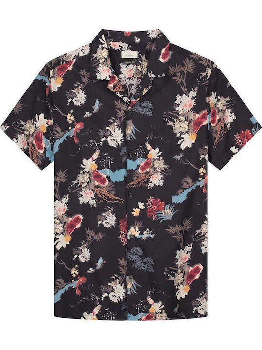 Short-sleeved Cotton Shirt Navy Blue