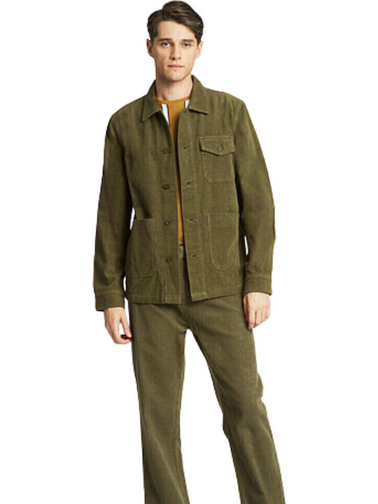 Overshirt Mânecă Lungă În Linie Lată Kaki
