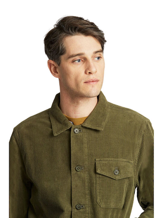 Overshirt Mânecă Lungă În Linie Lată Kaki