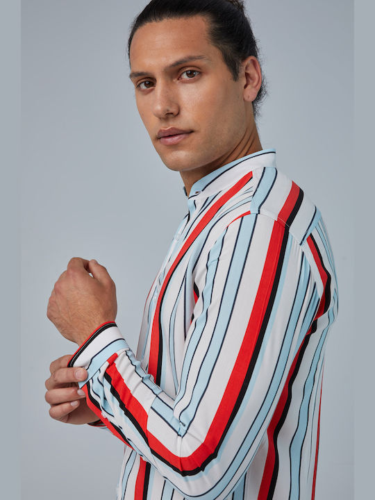 Aristoteli Bitsiani Men's Shirt Long Sleeve Cotton Striped Multicolour