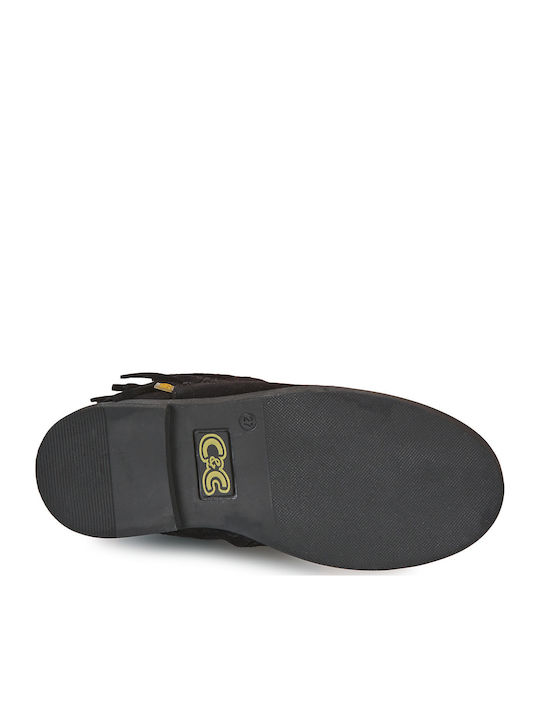 Cizme Copii din Suede cu Fermuar Negre