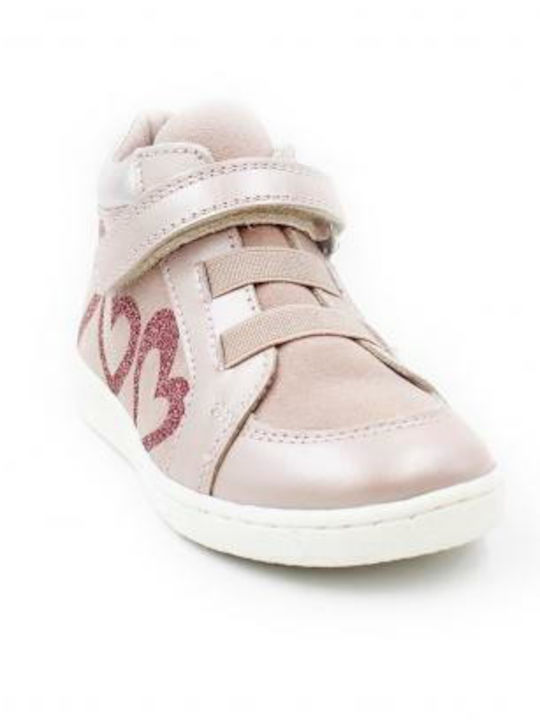 Anatomisch Lederne Kinderstiefeletten mit Klettverschluss Rosa