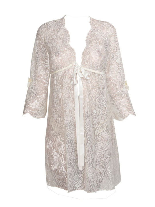 Miss Rosy Summer Women's Satin Robe White