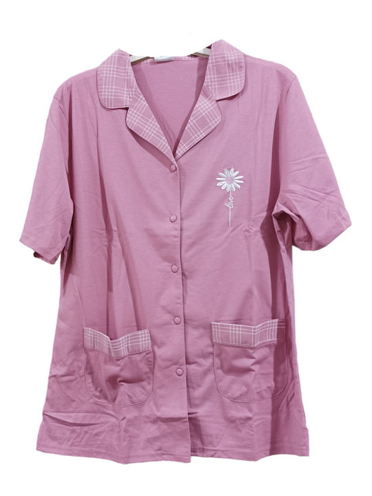 Lydia Creations Sommer Damen Pyjama-Set Baumwolle Lila