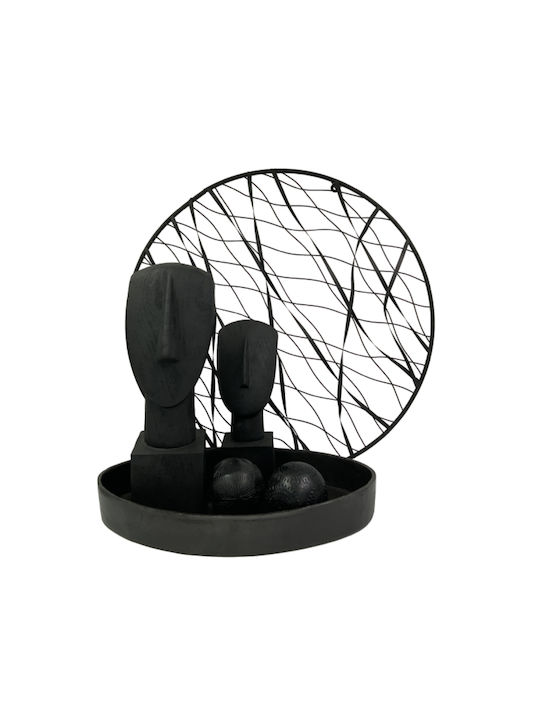 InTheBox Διακοσμητικό Τοίχου Ribbons Μαύρο από Μέταλλο 61x7x61cm