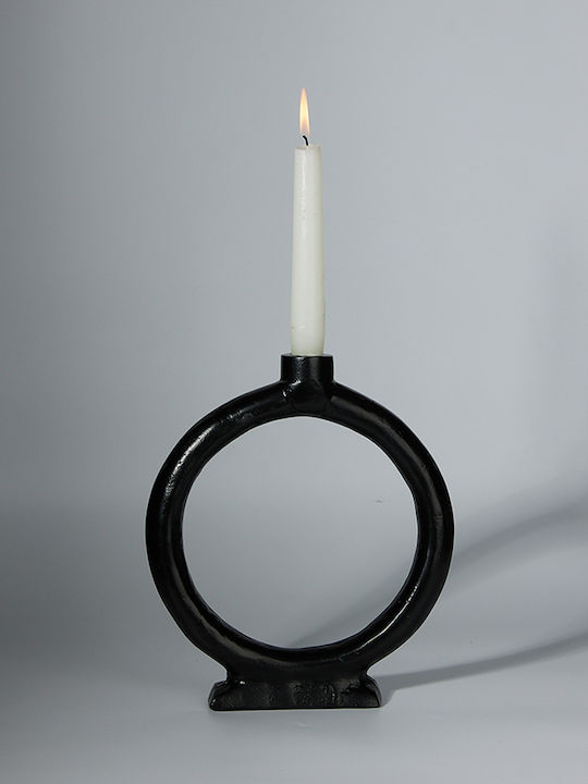 InTheBox Anell Candle Holder Aluminum Αλουμινένιο in Black Color 22x4x25cm 1pcs