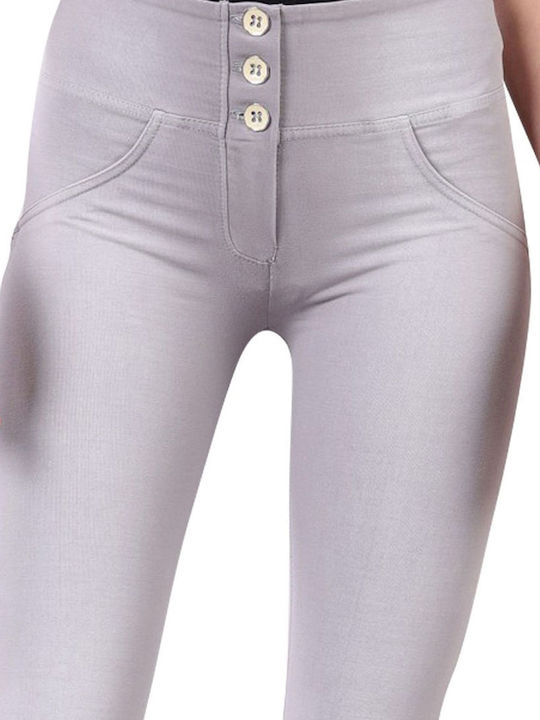 Wr.Up Damen Stoff Hose Push-up in Enger Passform Silber