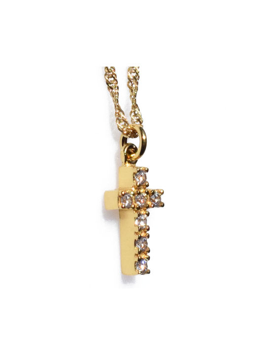 Bizoutaki Cross from Gold Plated Silver with Chain