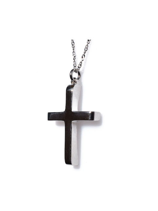 Bizoutaki Cross Double Sided from Rose Silver with Chain