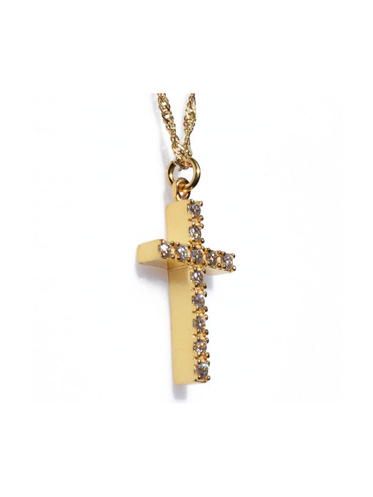 Bizoutaki Cross from Gold Plated Silver with Chain