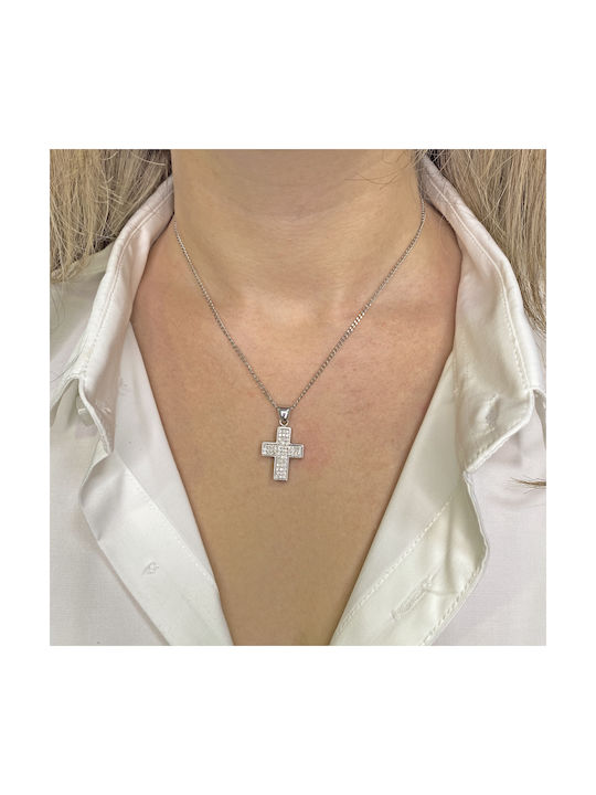 Arapinis Damen Weißgold Kreuz 14K mit Kette