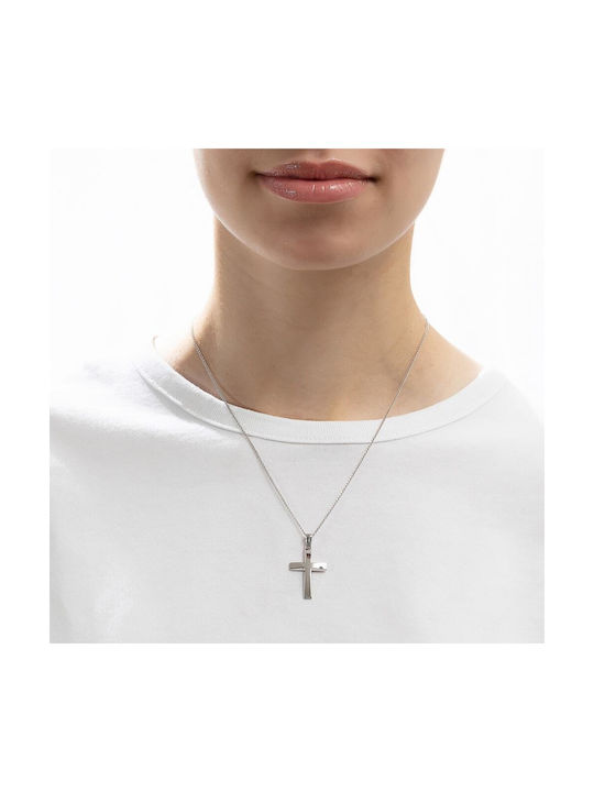 Eforo Herren Weißgold Kreuz 14K