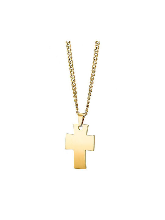 Amor Amor Cross from Gold Plated Steel with Chain