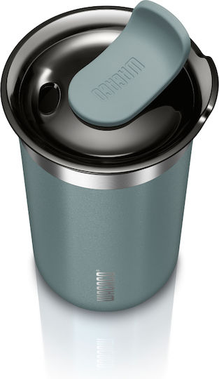 Wacaco Octaroma Grande Travel Mug Glass Thermos Stainless Steel BPA Free 435ml Amber Yellow with Mouthpiece