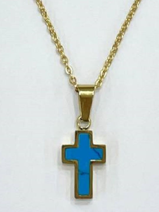 Kostibas Fashion Stahl Σταυρός Επιχρυσωμένος