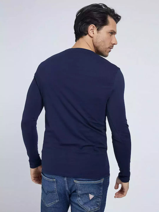 Guess Men's Long Sleeve Blouse Navy Blue