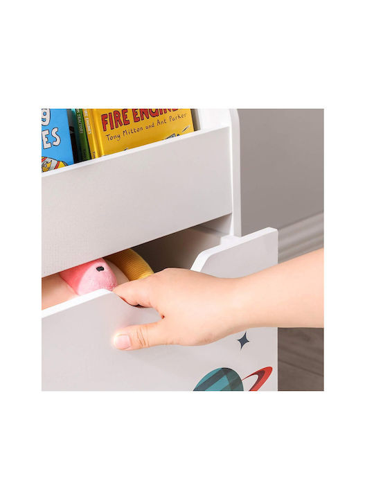 Kids Wooden Bookcase White 62.5x29.5x70cm