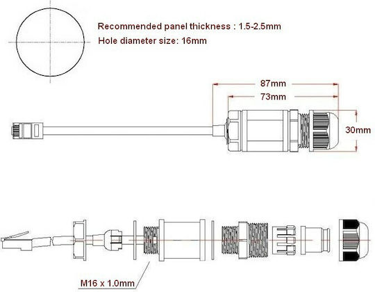 E-ZY EZ-RJ45ECE16-S RJ45 Adapter 1pcs