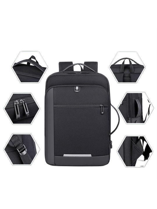 Playbags Collection Αδιάβροχη Τσάντα Πλάτης για Laptop 15.6" με Θύρα USB σε Μαύρο χρώμα