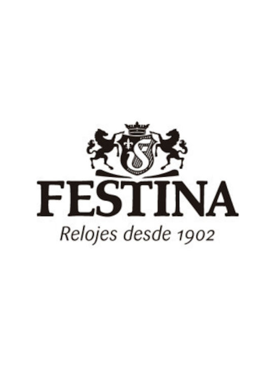 Festina Ρολόι Χρονογράφος Μπαταρίας με Ασημί Μεταλλικό Μπρασελέ