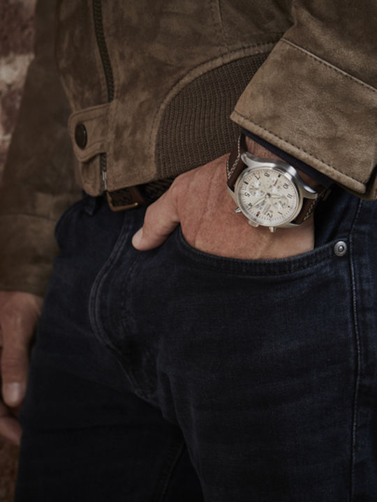 Festina Мъжки Часовник Хронограф Автоматичен с Кафява Кожена Каишка