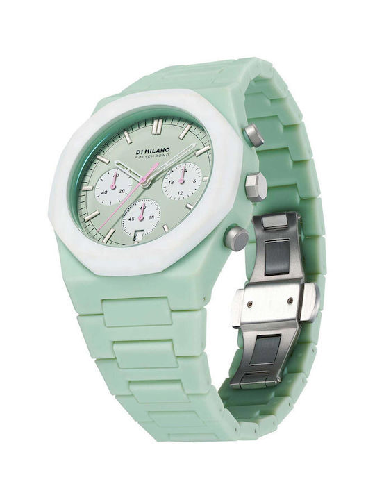 D1 Milano Battery Chronograph Watch with Metal Bracelet Green