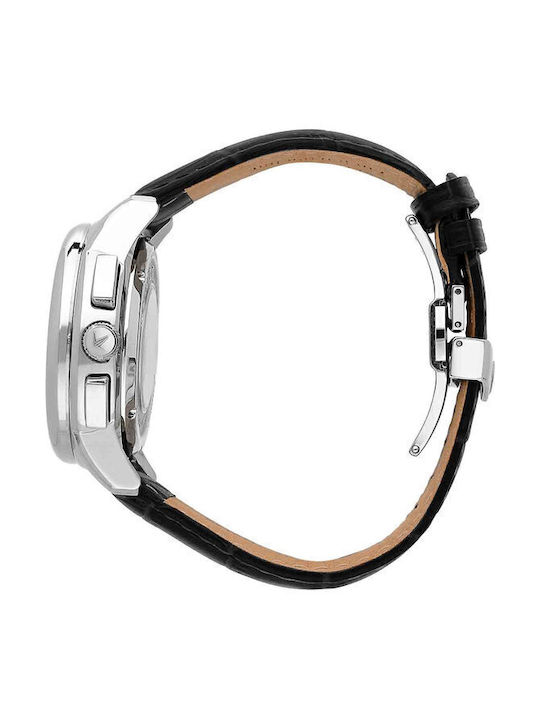 Men's Watch Chronograph Automatic with Black Leather Strap