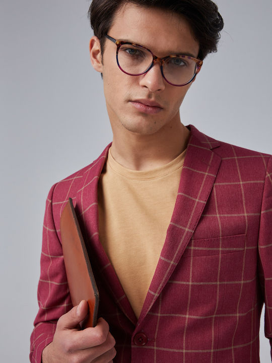 Cotton Men's Suit Jacket Slim Fit Red