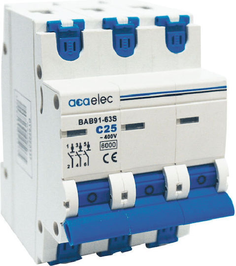 Aca 3-Poles Automatic Circuit Breaker 10A Καμπύλης C 400V DY02060334