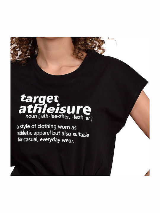 Women's Summer Crop Top Short Sleeve Black