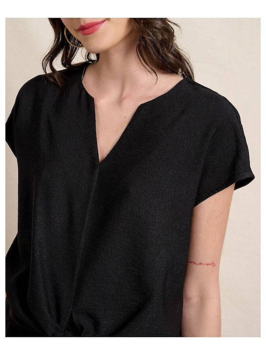 Passager Women's Summer Blouse Short Sleeve with V Neck Fuchsia