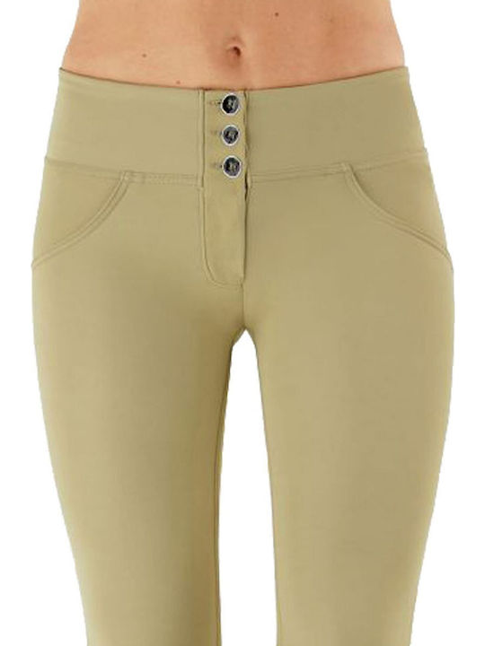 Dama Tesatura Capri Pantaloni Push-up Kaki