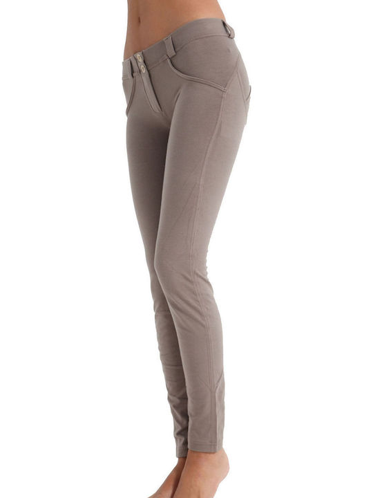Freddy Γυναικείο Υφασμάτινο Παντελόνι Push-up Skinny Fit Καφέ