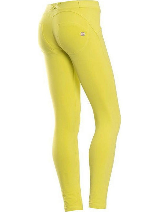 Freddy Trousers Women's Fabric Trousers Push-up Skinny Fit Yellow
