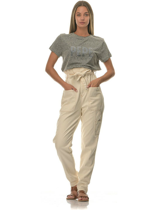 Salt & Pepper Jeans Women's High-waisted Fabric Trousers Beige