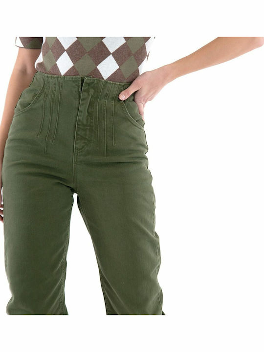 High Waist Women's Jean Trousers Khaki