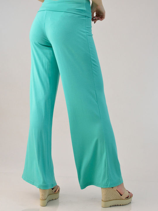 First Woman Women's High-waisted Fabric Trousers Green