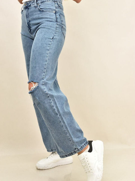 Potre Women's Jean Trousers Flared with Rips in Loose Fit
