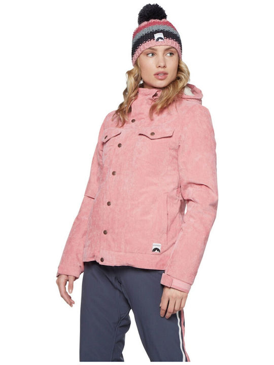 Protest Women's Short Lifestyle Jacket Waterproof for Winter with Detachable Hood Pink 6611192-719