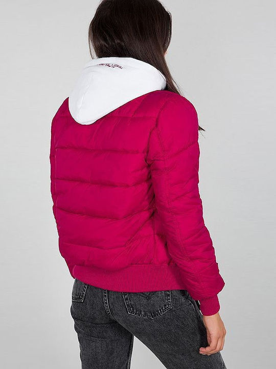 Alpha Industries Women's Short Puffer Jacket for Winter Red