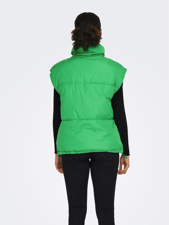 Only Women's Short Puffer Jacket for Spring or Autumn Green