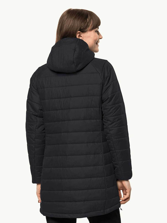 Jack Wolfskin Women's Short Puffer Jacket for Spring or Autumn Black