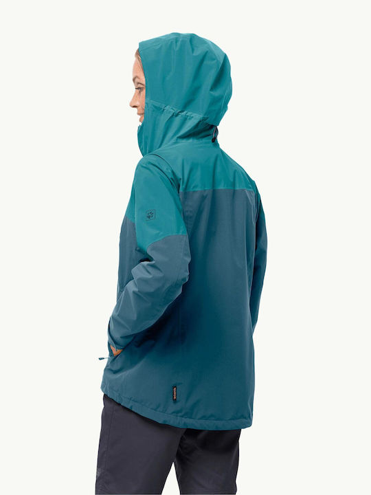 Jack Wolfskin Κοντό Γυναικείο Puffer Μπουφάν Μπλε