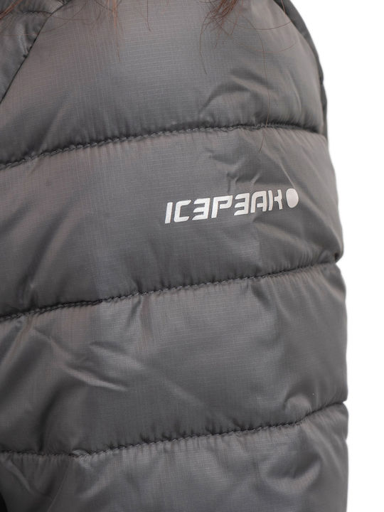 Women's Long Puffer Jacket for Winter with Hood Gray