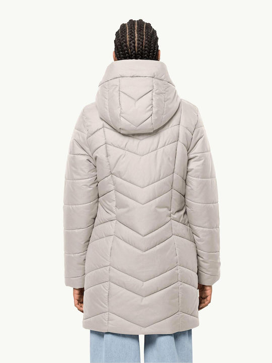 Jack Wolfskin Κοντό Γυναικείο Puffer Μπουφάν Λευκό