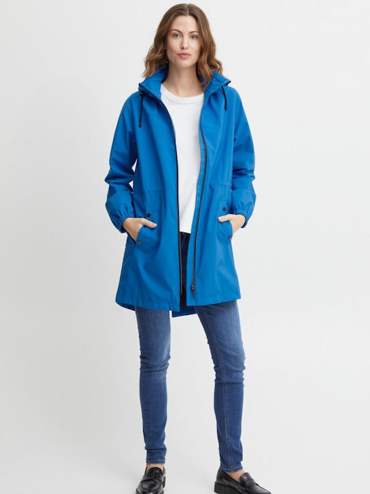 Fransa Kurz Damen Puffer Jacke Wasserdicht Blau