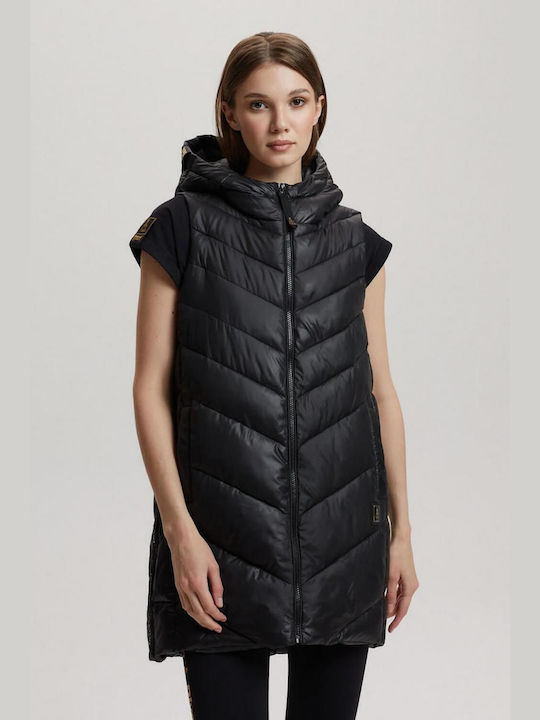 Dakar Kurz Damen Ärmellos Puffer Jacke Schwarz